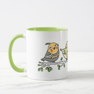 Cute Cartoon Birds Mug, Adorable Bird Illustration Tasse