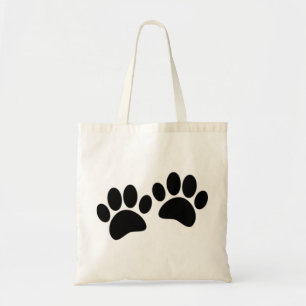 Cute Cartoon Black Puppy Paw Prints Tragetasche