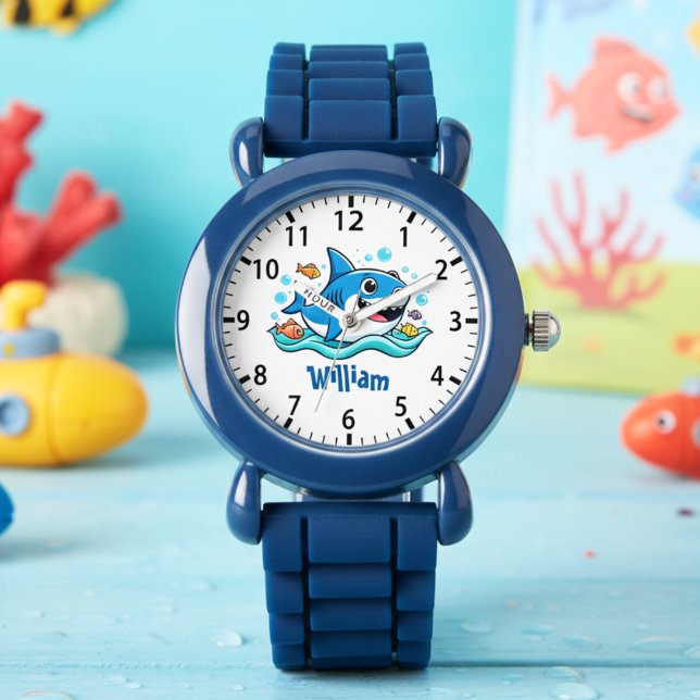 Cute Cartoon Blue Shark Armbanduhr (Von Creator hochgeladen)