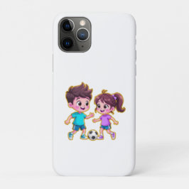Cute Cartoon Boy and Girl Playing Soccer Together Case-Mate iPhone Hülle