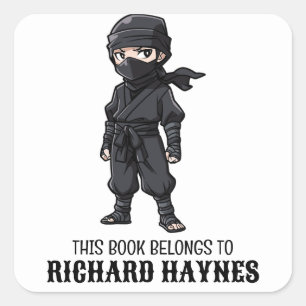 Cute Cartoon Boys BLack Ninja Étiquette du livre