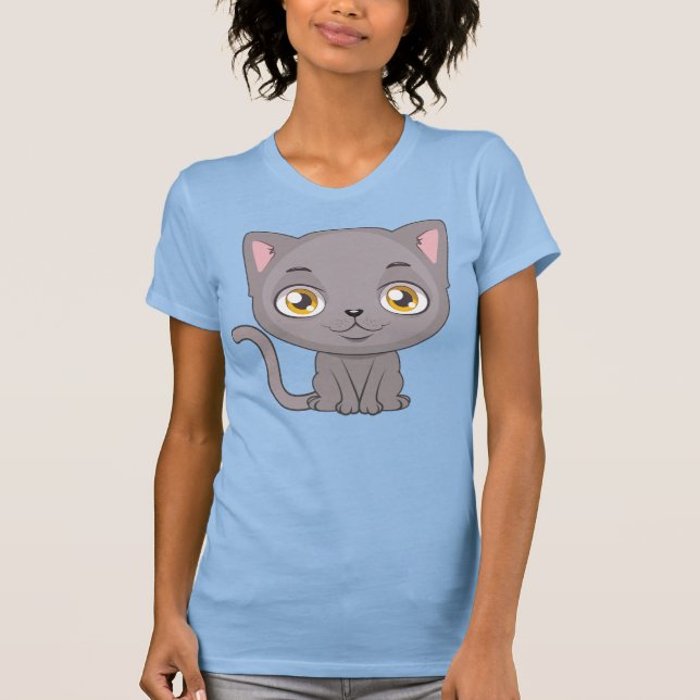 Cute Cartoon British Shorthair T-Shirt (Vorderseite)
