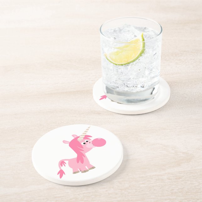 Cute Cartoon Bubble Gum Unicorn Dessous de verre (Côté)