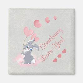 Cute Cartoon Bunny Valentine Magnet