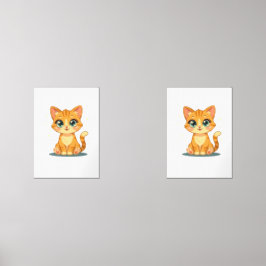 **Cute Cartoon Cat – Adorable Kitty Illustration** Bilderwand Sets