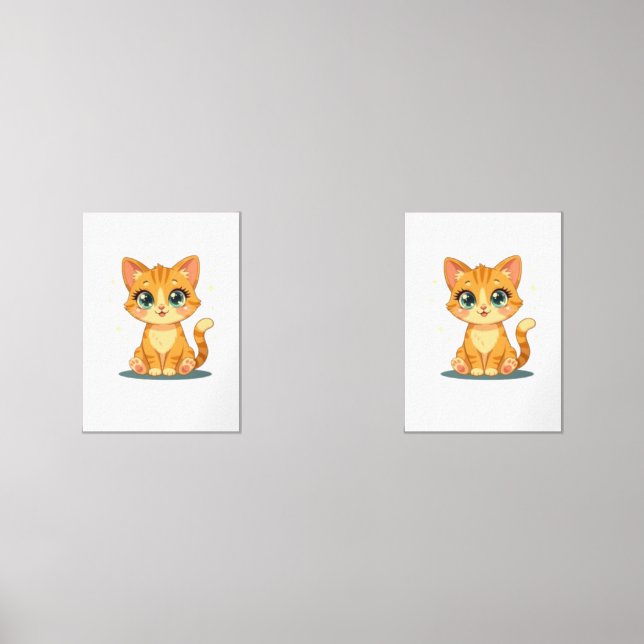 **Cute Cartoon Cat – Adorable Kitty Illustration** Bilderwand Sets (Vorderseite)