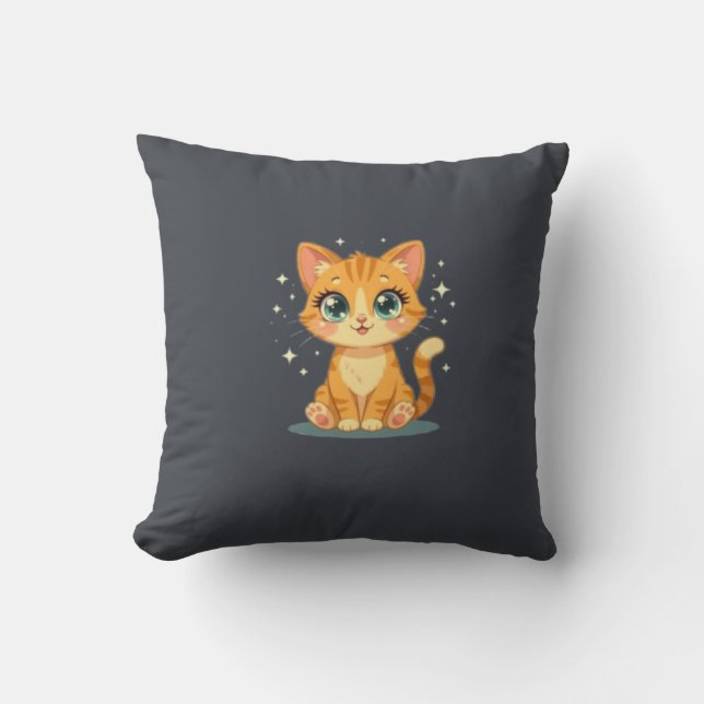 **Cute Cartoon Cat – Adorable Kitty Illustration** Kissen (Vorderseite)