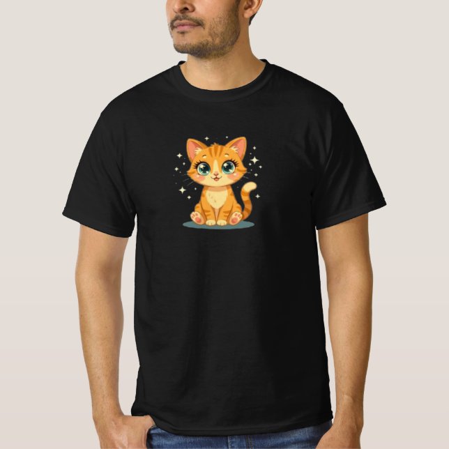 **Cute Cartoon Cat – Adorable Kitty Illustration** T-Shirt (Vorderseite)
