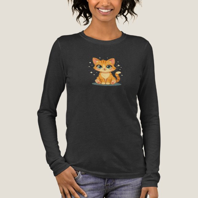 **Cute Cartoon Cat – Adorable Kitty Illustration** Tri-Blend Shirt (Vorderseite)