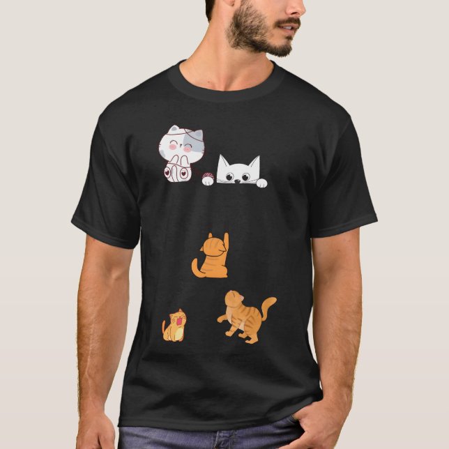 Cute Cartoon Cat Car Sticker Funny Cat Scratch gif T-Shirt (Vorderseite)