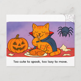 Cute Cartoon Cat Dressed as Little Vampire Postkarte