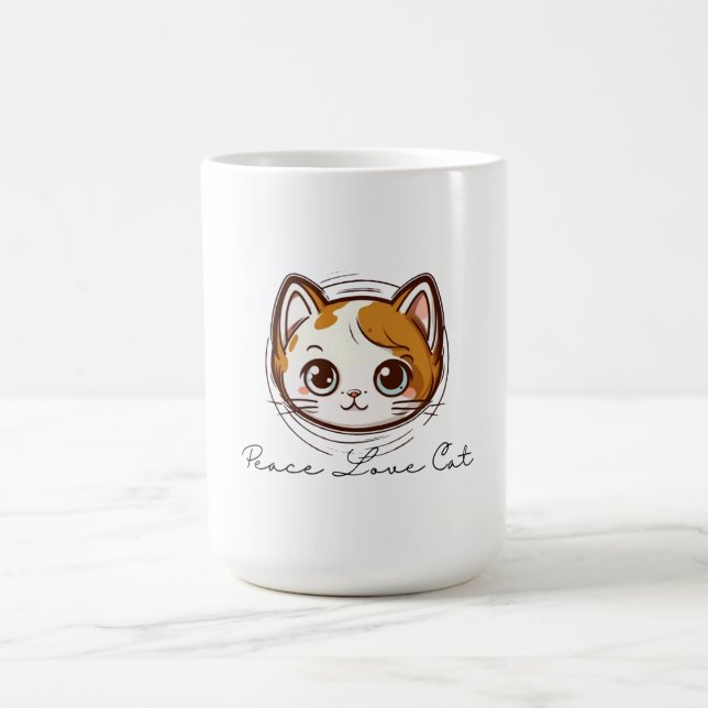 Cute Cartoon Cat Face Illustration Kaffeetasse (Mittel)