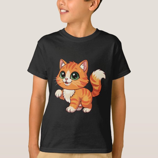 Cute Cartoon Cat Kids' T-Shirt (Devant)