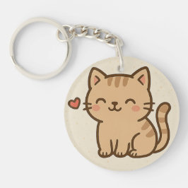 Cute Cartoon Cat Round Keychain – Full Print Desig Schlüsselanhänger