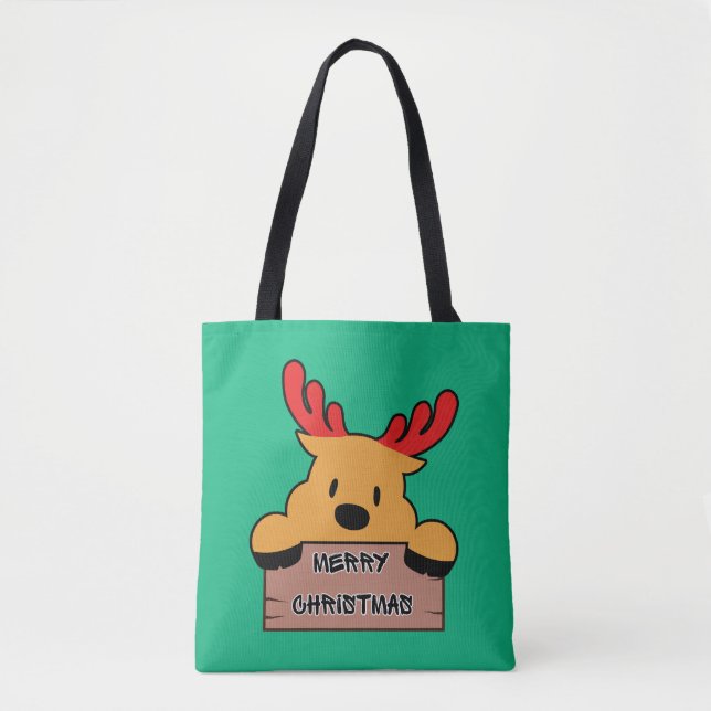 Cute Cartoon Christmas Reindeer  Tasche (Vorderseite)