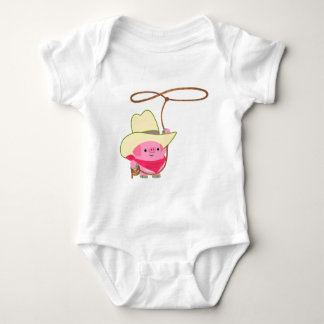 Cute Cartoon Cowboy Pig With Lariat Baby Strampler
