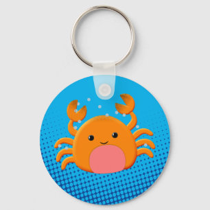 Cute Cartoon Crab Blue Ocean Schlüsselanhänger