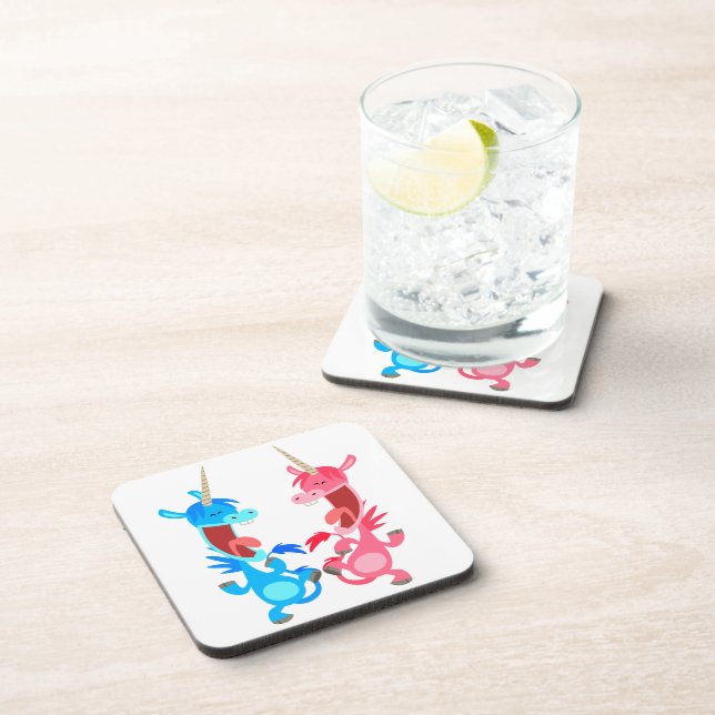 Cute Cartoon Dancing Unicorns Coasters Set Untersetzer (Rechte Seite)