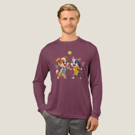 Cute Cartoon Dog and Cat Playing Padel Tennis – Fu Tri-Blend Shirt
