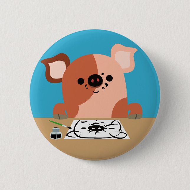 Cute Cartoon Drawing Piglet Button Badge (Vorderseite)