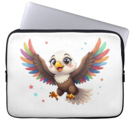Cute Cartoon Eagle Flying – Friendly Vector Art Laptopschutzhülle