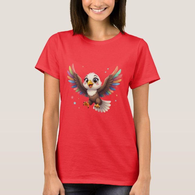 Cute Cartoon Eagle Flying – Friendly Vector Art T-Shirt (Vorderseite)