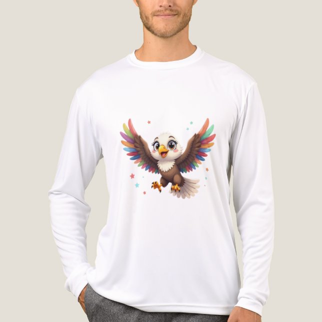 Cute Cartoon Eagle Flying – Friendly Vector Art Tri-Blend Shirt (Vorderseite)