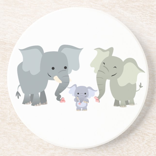 Cute Cartoon Elephant Family Coaster Untersetzer (Vorne)