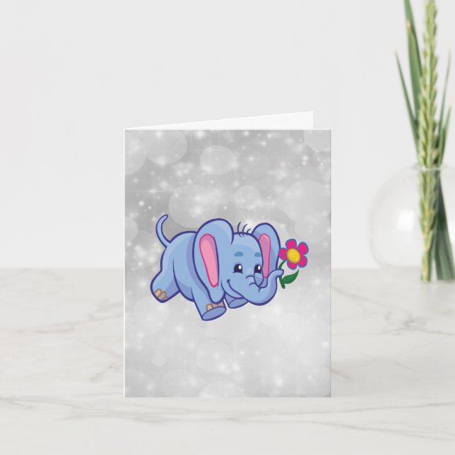 Cute cartoon elephant karte (Vorderseite)