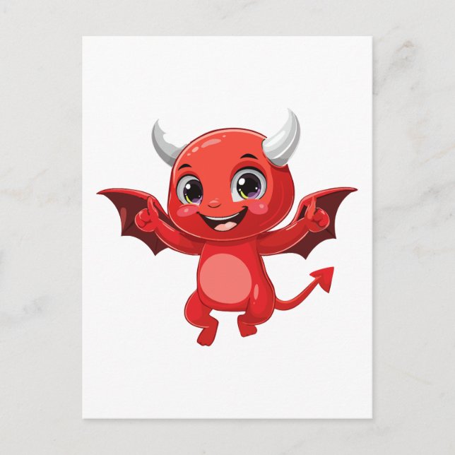 Cute cartoon flying devil postkarte (Vorderseite)