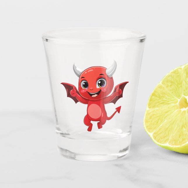 Cute cartoon flying devil schnapsglas (Vorderseite)