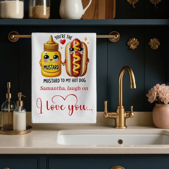 Cute Cartoon Food Towel Custom Name Valentine Geschirrtuch (Cute Cartoon Food Towel Custom Name Valentine)
