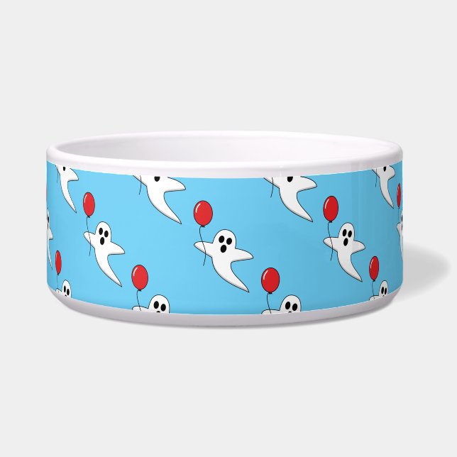 Cute Cartoon Ghost with Red Balloon Pattern Napf (Vorderseite)