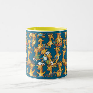 Cute Cartoon Giraffe Roles Seamless Pattern Art Zweifarbige Tasse