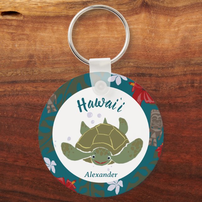 Cute Cartoon Hawaii Sea Turtle Tropical  Schlüsselanhänger (Vorderseite)