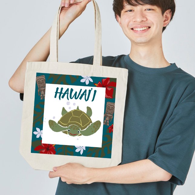 Cute Cartoon Hawaii Sea Turtle Tropical Tote Bag (Créateur téléchargé)