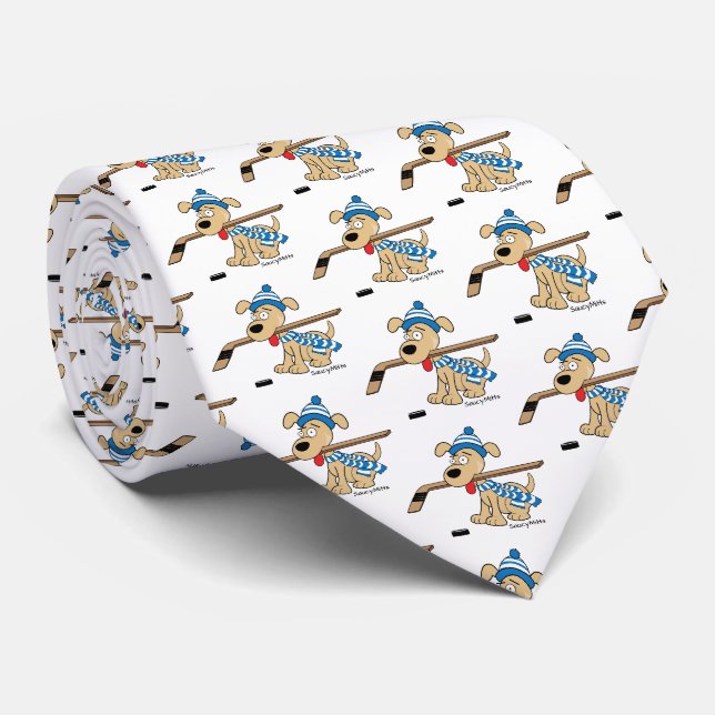 Cute Cartoon Hockey Dog Krawatte (Gerollt)