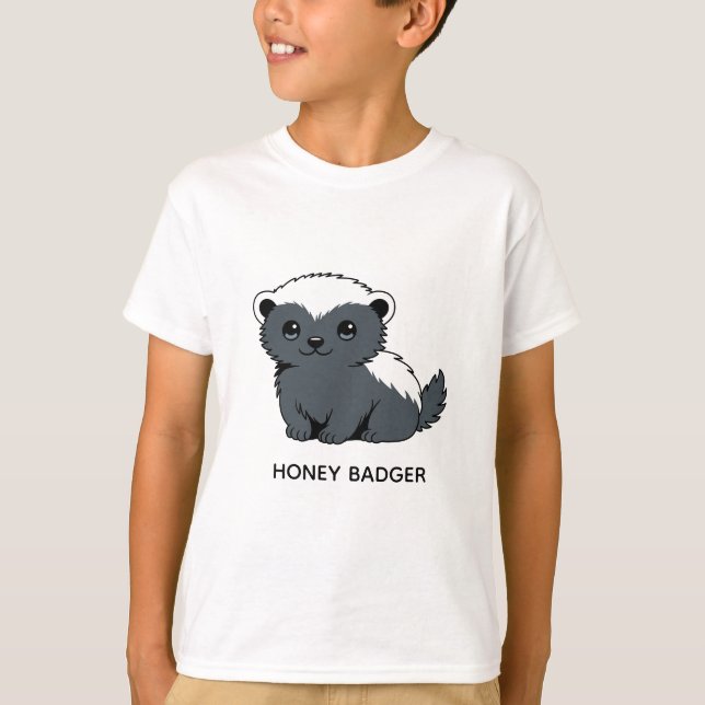 Cute Cartoon Honey Badger Custom Name T-Shirt (Vorderseite)
