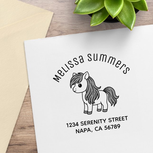 Cute Cartoon Horse Pony Arch Address Gummistempel (Von Creator hochgeladen)