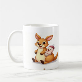 Cute Cartoon Kangaroo with Baby and Milk Bottle -  Kaffeetasse