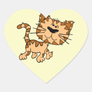 Cute Cartoon Kitty Herz-Aufkleber