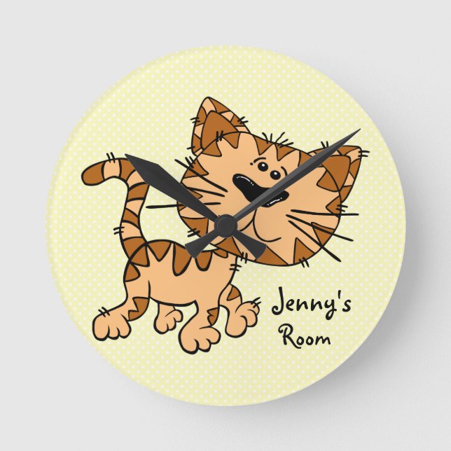 Cute Cartoon Kitty Runde Wanduhr (Vorderseite)