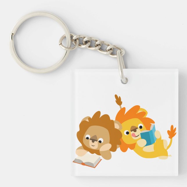 Cute Cartoon Lecteurs Lion Acrylique Porte - clé (Devant)