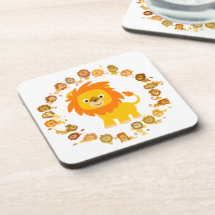 Cute Cartoon Lion Mandala Coasters Set Untersetzer