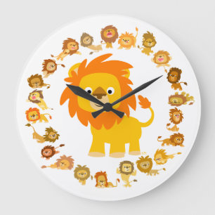 Cute Cartoon Lion Mandala Wall Clock Große Wanduhr