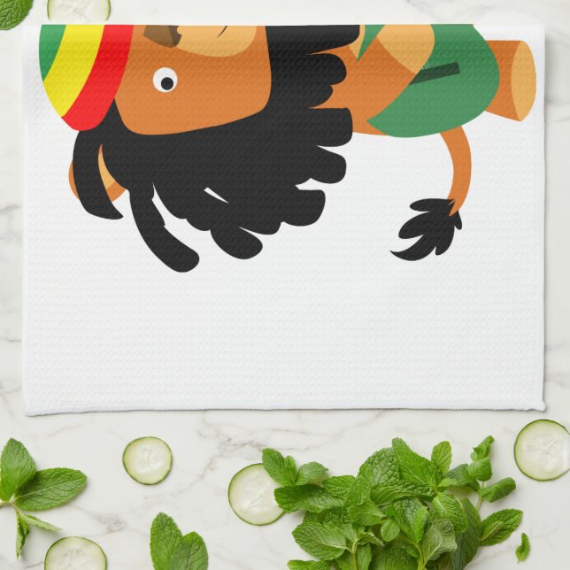 Cute Cartoon Lion of Zion Serviette de cuisine (Plié)