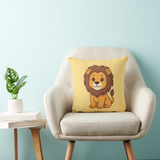 Cute Cartoon Lion on Yellow Kissen (Stuhl )