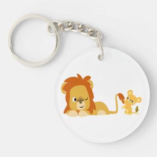 Cute Cartoon Lion Papa et Cub Acrylique Porte - cl