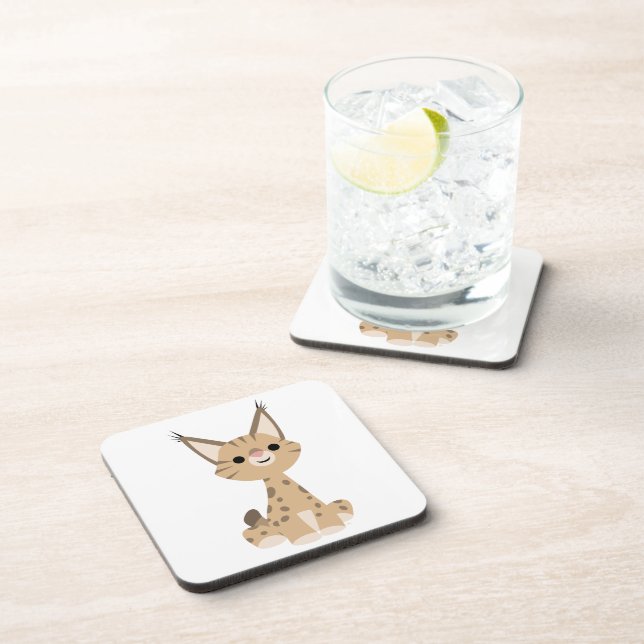 Cute Cartoon Lynx Coasters Set Getränkeuntersetzer (Rechte Seite)