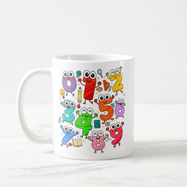 Cute Cartoon Numbers Maths Mug for Kids (Gauche)